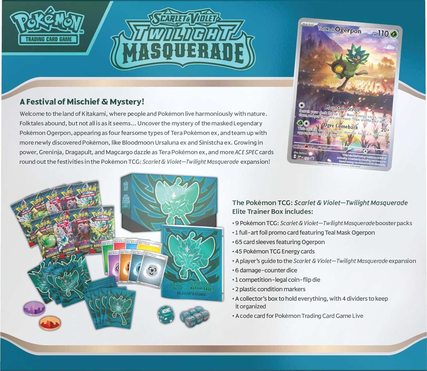 teal mask booster box Pokémon Twilight Masquerade Elite Trainer Unveil the power of transformation with this must Pokémon (1 Pack) Card Game