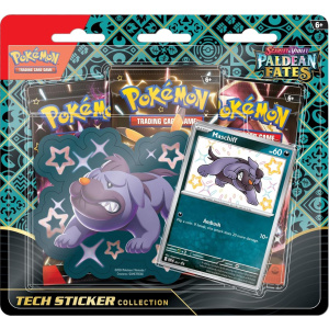 Pokémon TCG: Scarlet & Violet—Paldean Fates Tech Sticker Collection – Maschiff (1 Foil Promo Card & 3 Booster Packs)